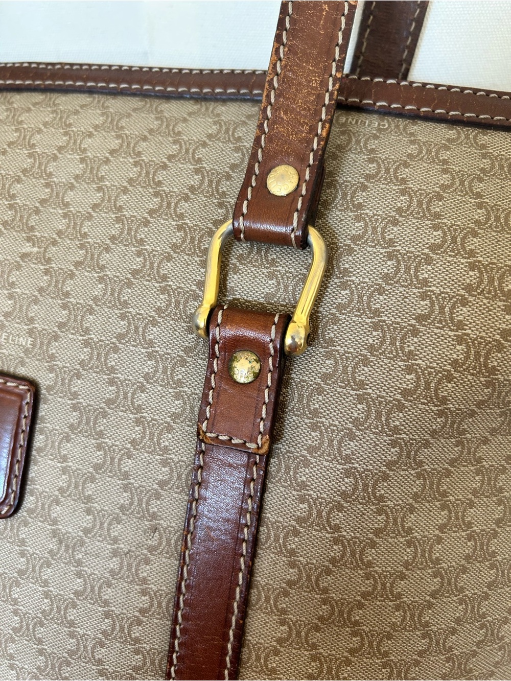 Vintage Celine Macadam Monogram Tote Travel Bag REHAB - Picture 3 of 16